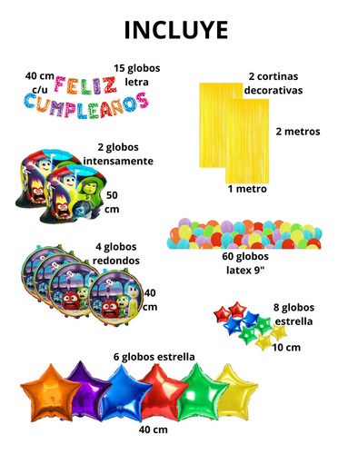 Decoracion Cumpleaños Globos Intensamente Tristeza Alegria Color Amarillo Intensamente Amarillo