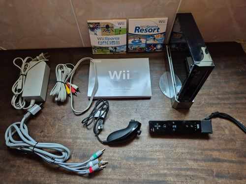 Nintendo Wii Preto Cib - Modelo Americano Rvl-001 - Brindes Preto (Usado)