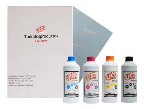 Imagen 3 de 10 de Kit 4 Tintas Y Papel Premium T L P 100ml Cmyk Sublimación +