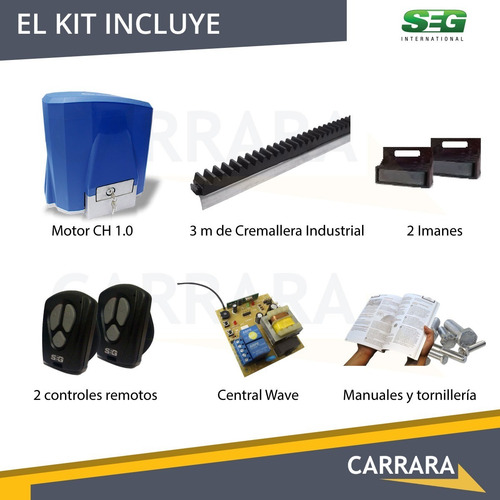Imagen 3 de 6 de Kit Motor Cremallera Portón Corredizo Cochera 1200 Kg Ch 1.0