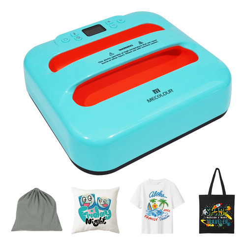 Mecolour SUB112 Máquina De Planchar Para Camisetas 12x10 Pulgadas Calor 110v Para Sublimación Color Celeste