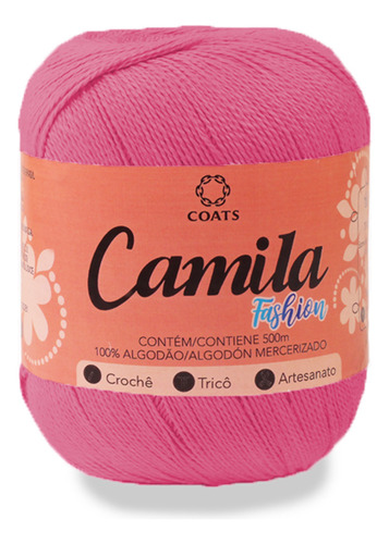 Linha Camila Fashion - 100% Algodão - Crochê Tricô 150g 500m Cor 00054 - Rosa Chiclete