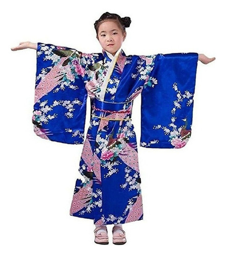 Vestido Japonés Kimono Bata Para Niñas Disfraz A