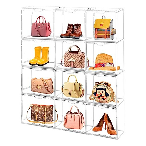 Organizador De Bolsos Transparente, Caja Apilable Con Puerta