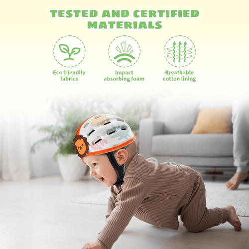 Casco De Bebé Protector Transpirable Ajustable 1 A 2 Años León Anaranjado Nombre Del Diseño