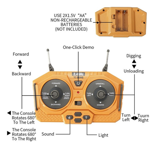 Control Remoto Inalámbrico De Excavadora Rc 2.4g