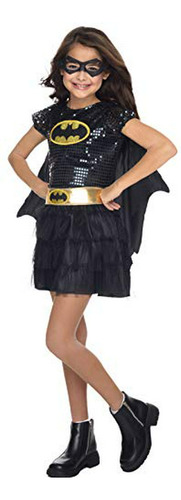 Disfraz Batgirl Lentejuelas Niña, Small, Negro