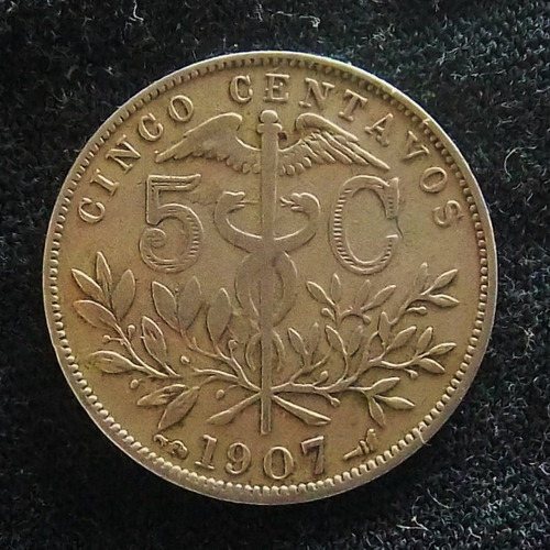 Bolivia 5 Centavos 1907 Muy Bueno Km 173.3