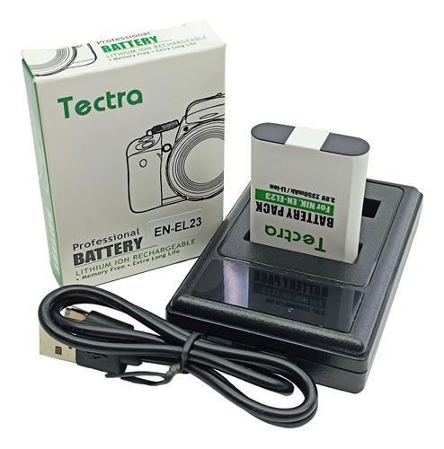 Carregador + Bateria En-el23 Pra Nikon P900 P600 P610 S810c Cor Preto