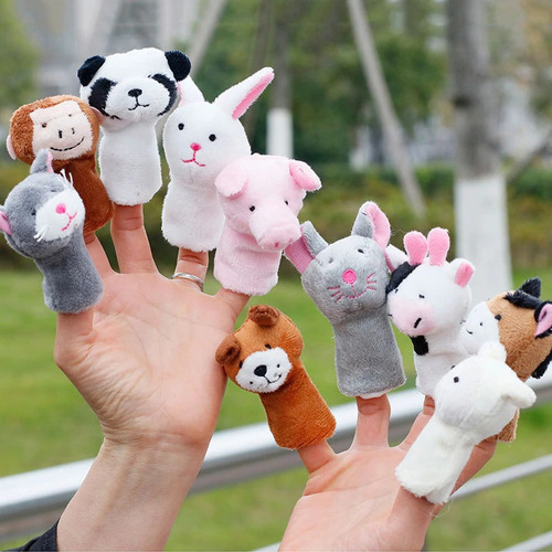 Imagen 7 de 10 de Titeres Dedo Set Animales Granja Mascotas Peluche Cuentos