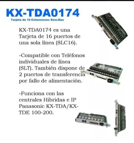 Tarjeta Kxtda 0174 Panasonic De 16 Extensiones 