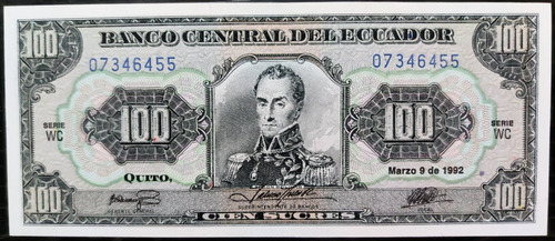 Billete 100 Sucres 1992 Ecuador Au
