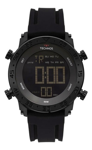 Relógio Masculino Technos Bjk006aa/4p 48mm Silicone Preto