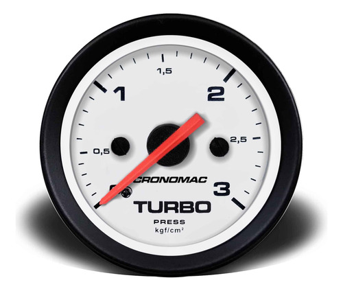 Manômetro Turbo 52mm Mecânico 3kg Street Branco Cronomac