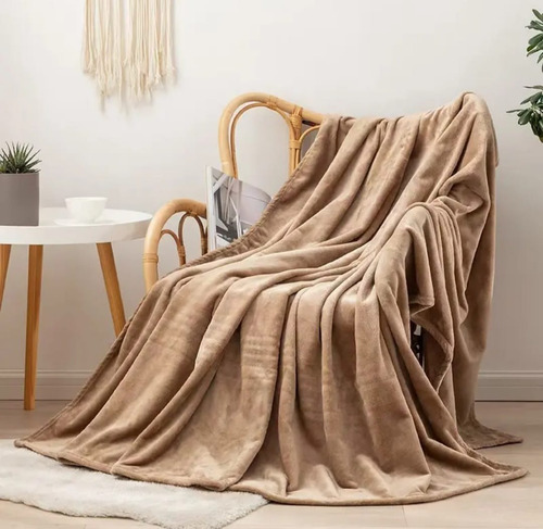 Frazada Manta Plush Flannel 240 X 190cm Térmica Ultra A Soft Marfil Liso