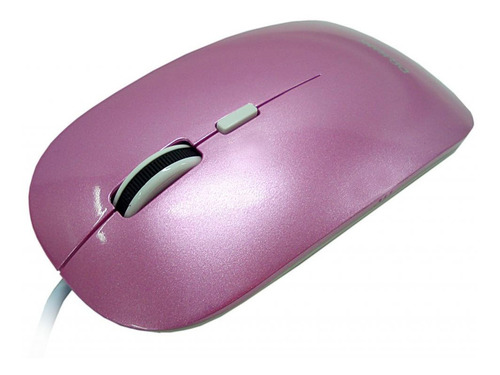 Mouse Óptico Slim Lente Dupla Rosa C/ Branco - Usb