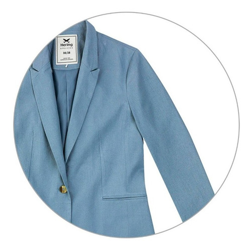 Blazer Básico Feminino Em Linho Hering - Azul Claro