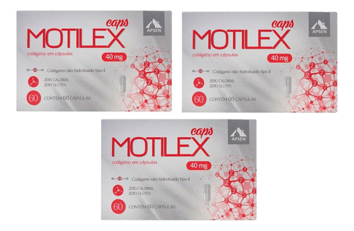 Kit 3 Caixas Motilex Colágeno Tipo Ii 40mg Com 60 Cápsulas