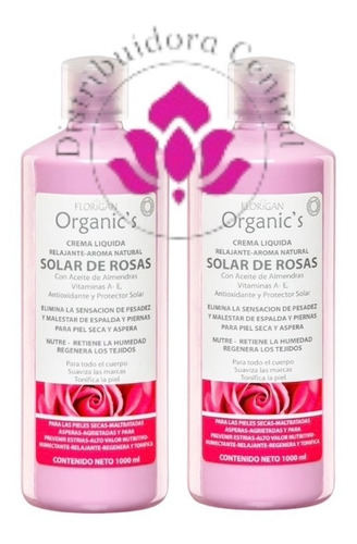 Crema Relajante Solar De Rosas Florigan® 1lt. 2 Piezas 