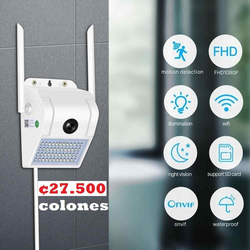 Cámara Ip 1080p Wifi V380 App Para Exteriores, Lámpara 