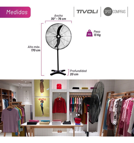 Ventilador De Pie Tipo Industrial 30 Tivoli Vip-30n 230watts