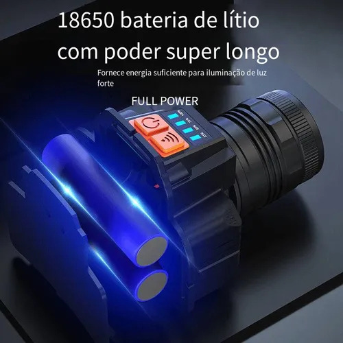 Lanterna De Cabeça Led Recarregável Lumens Com Zoom 3 Modos