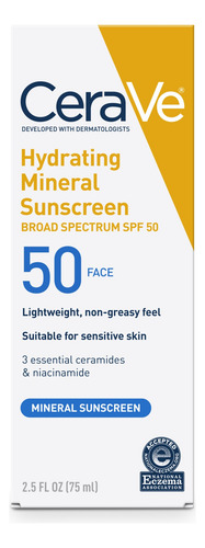 Cerave Hydrating Face Sunscreen Spf 50, Mineral Ligero
