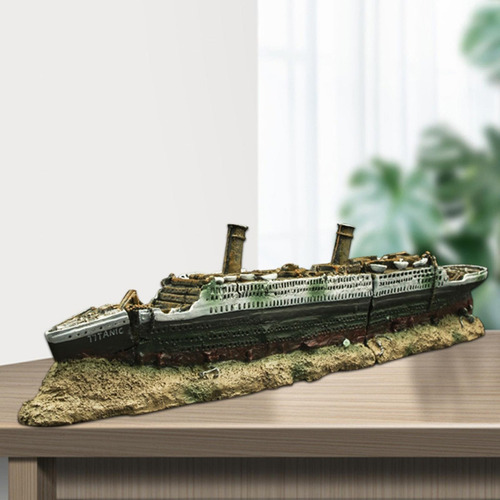 Aquarium Fish Tank Decoração Titanic Lost Naufrágio Navio