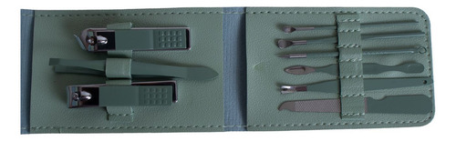 Set Manicura Pedicura Alicate Corta Uñas Limas Estuche X9 Color Verde claro