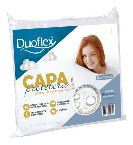 Funda protectora de almohada impermeable Duoflex de 200 hilos con cremallera