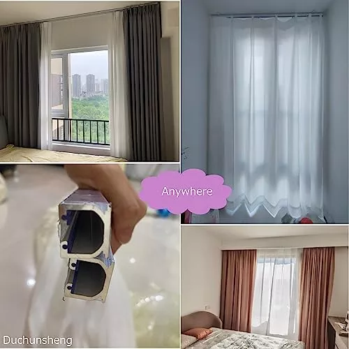 Riel de cortina resistente, riel de cortina para sala de estar, sistema de  riel de cortina para montaje en techo o pared (color : 2 rieles-B, tamaño