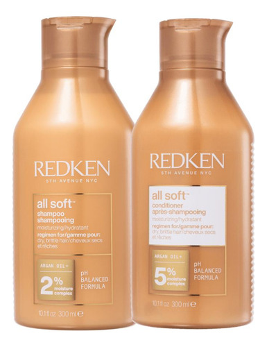 Kit Redken All Soft Shampoo 300ml + Condicionador 300ml