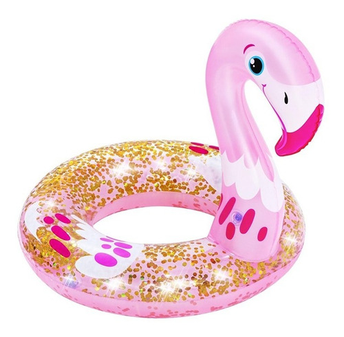 Salvavidas Inflable Infantil Flamingo Brillos 36306 Rosa