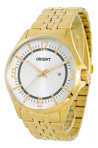 Relógio Orient Masculino Dourado Mgss1235 S2kx Analogico Cor do fundo Prateado