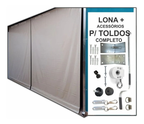 2 Toldo Retrátil Econômico Casa Jardim 300 X 300 Lona + Kit