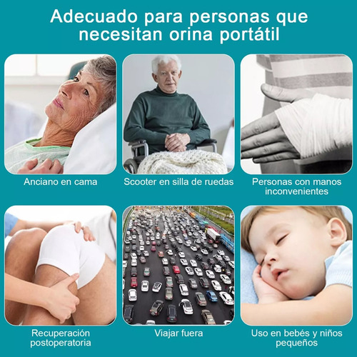 Pato Urinario Masculino Portatil Con Tapa 1200ml Cuello Cort