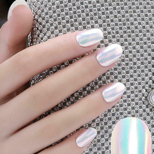 / Pintura De Uñas En Polvo Arco Iris Efecto Espejo Sirena