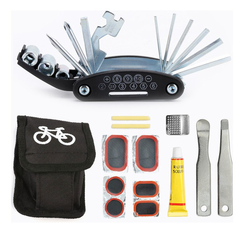 Kit Reparación Bicicleta Llave Multiherramienta Y Parches