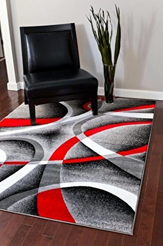 2305 Gris Negro Rojo Blanco Remolinos 52 X72 Alfombra Alfomb