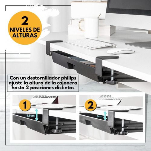 Organizador Cajón Bajo Escritorio Deslizable Oficina