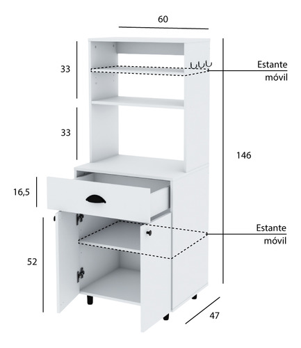 Organizador Centro Estant Cocina Vajillero Microondas Kp50
