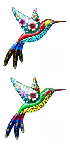 2 Esculturas De Adorno De Arte De Pared De Colibrí De Metal