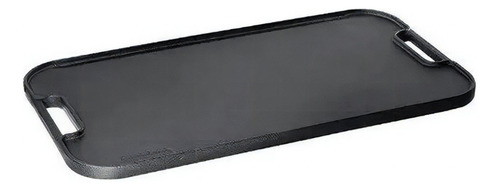 Plato doble para bistec de ternera de hierro fundido de doble cara, 48 x 26 cm, color negro
