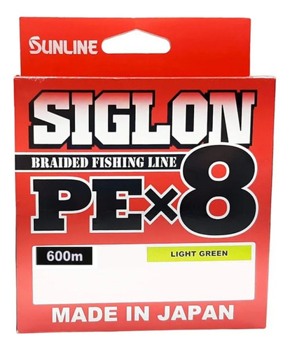Linha Pesca Sunline Siglon X8 0,342 mm, 60 libras, 600 m, verde claro