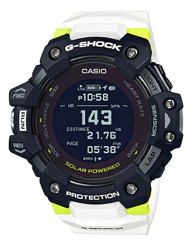 Reloj G-shock Gbd-h1000-1a7dr Hombre 100% Original Deportivo Color De La Correa Blanco Color Del Fondo Azul
