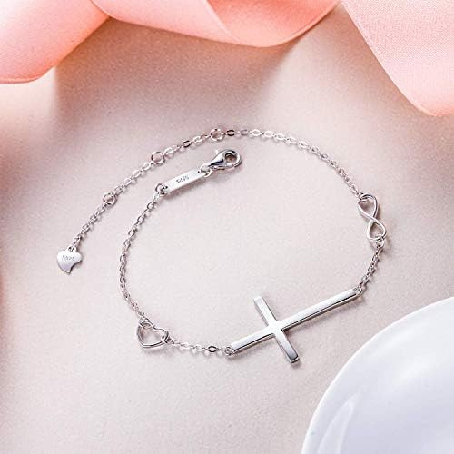 Ever Faith Pulsera Ajustable De Plata De Ley 925 Con Cruz Re
