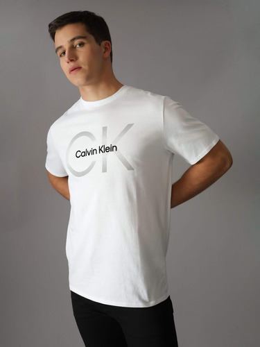 Playera Calvin Klein Con Monograma Hombre Blanco