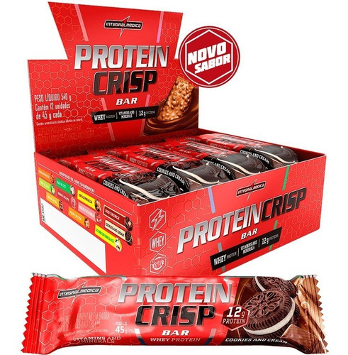 Protein Crisp Cx C/ 12 Un - 13g De Proteína - Integralmedica Sabor Cookies And Cream