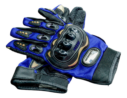 Guantes Motociclista C/protecciones Rigidas Antiderrape Color Xl Azul