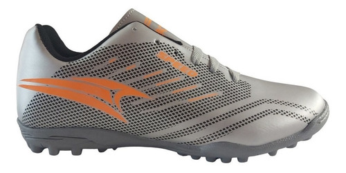 Tenis Futbol Rapido Gattuso Modelo 215 Plata/ Negro/ Naranja